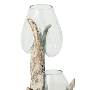 J-Line Vase sur base - verre - blanc cassé/transparent - extra large