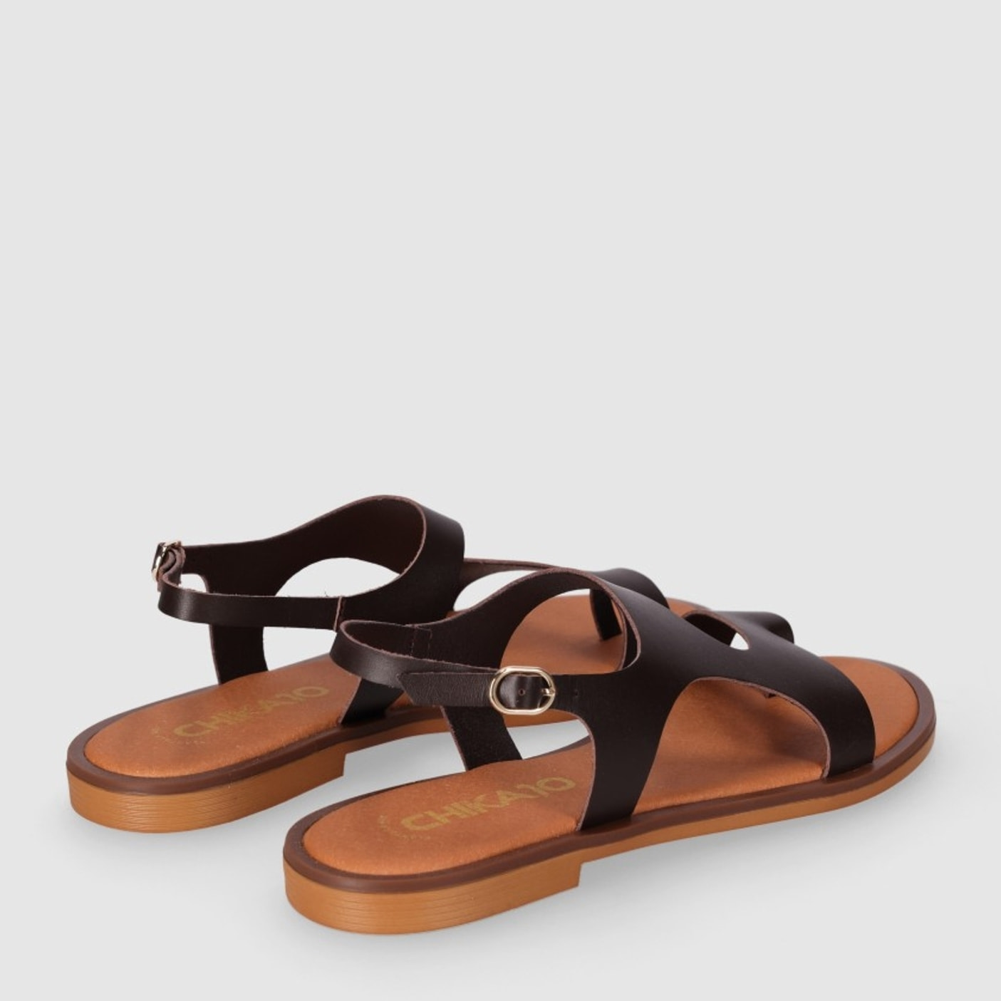 Sandalias de Piel - Marron - Tacón: 1 cm