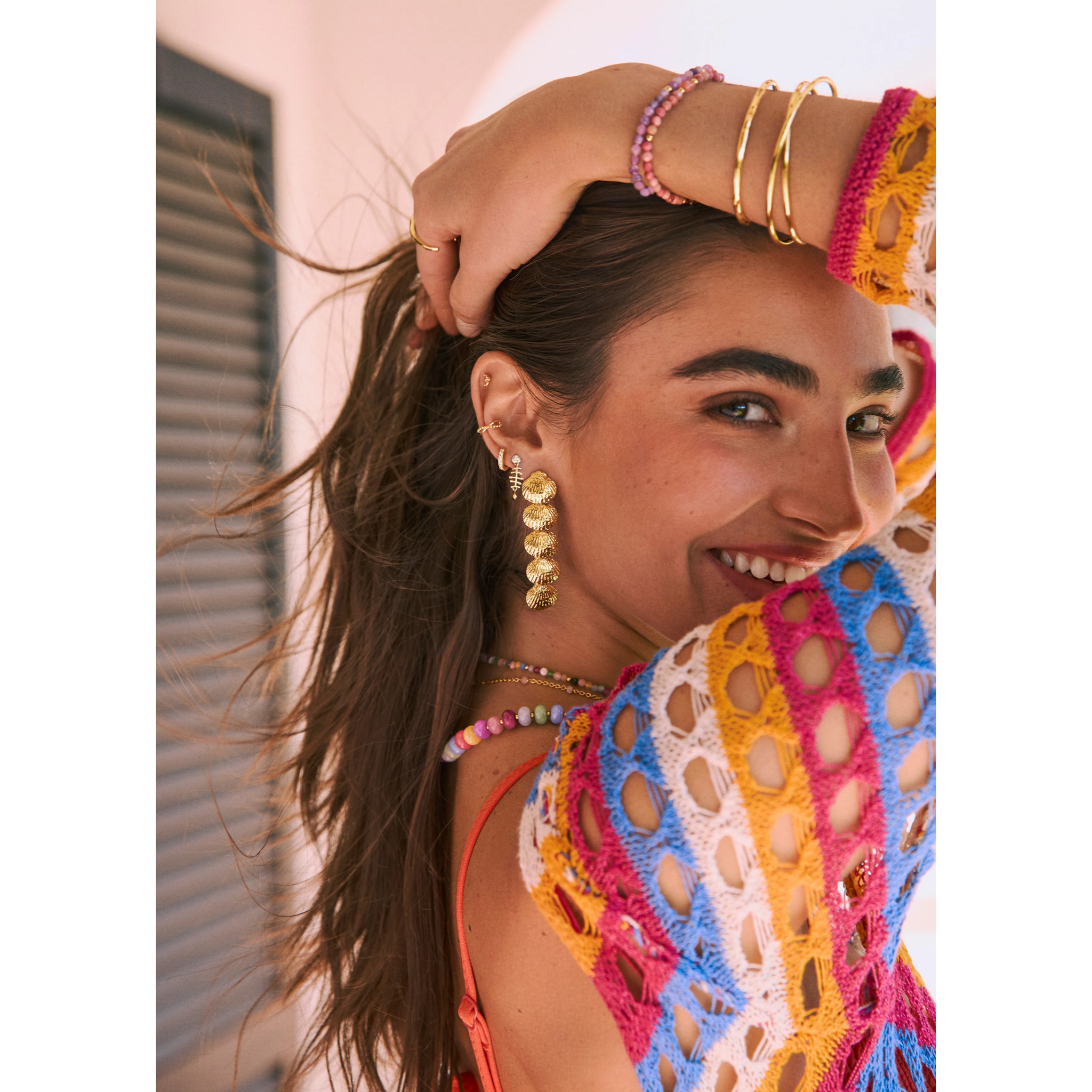 Orecchini Long Maris Acciao Placcato Oro