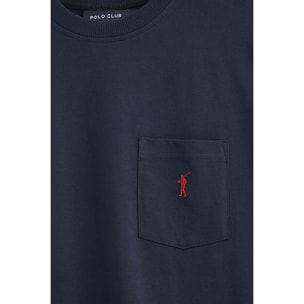 Camiseta azul marino con bolsillo y bordado Rigby Go