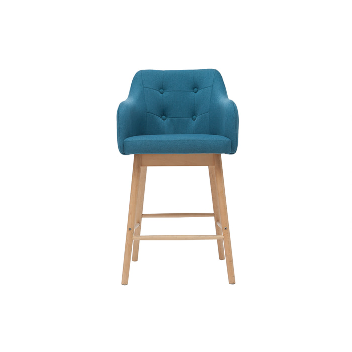 Tabourets de bar scandinaves bleu canard et bois H65 cm (lot de 2) BALTIK