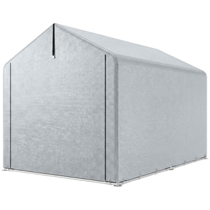 Abri de jardin porte enroulable toile PE gris clair