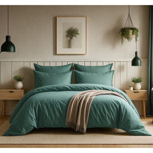 Drap housse coton bleu, canard