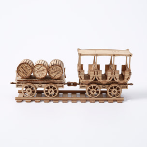 Modello in legno 3D, design del vagone del vino con movimento meccanico. 278 pezzi.