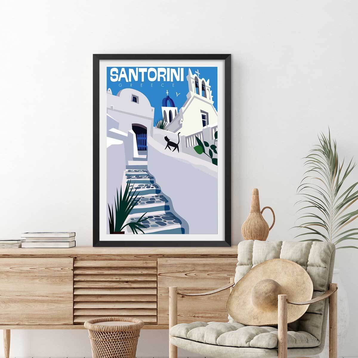 Poster de santorini blanc bleu Affiche seule