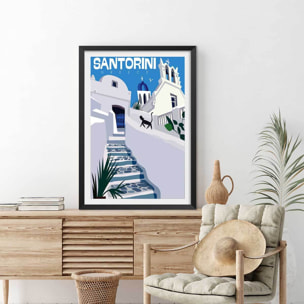Poster de santorini blanc bleu Affiche seule