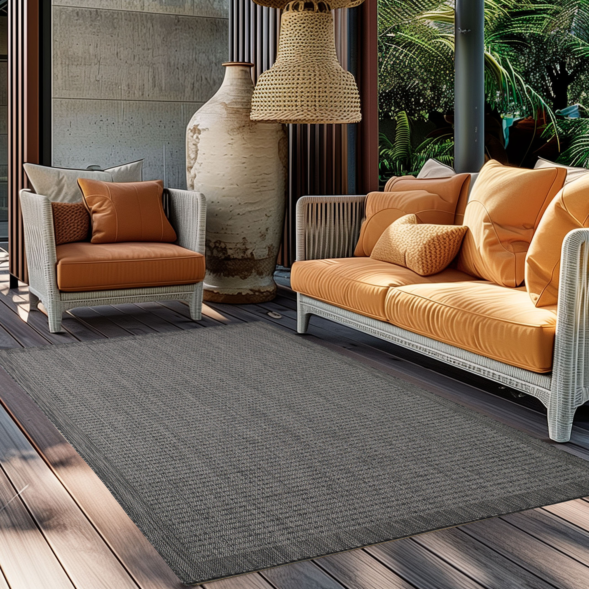 IBIZA - Tapis extérieur moderne Noir