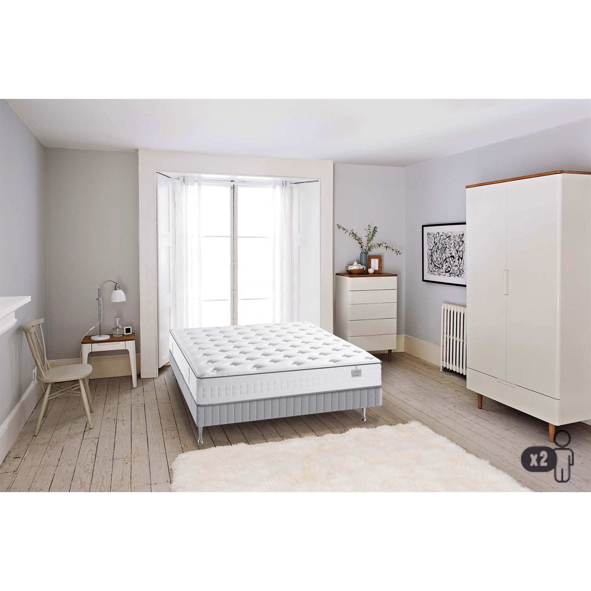 Ensemble TWIST matelas H23 ressort ensachés, ferme, sommier