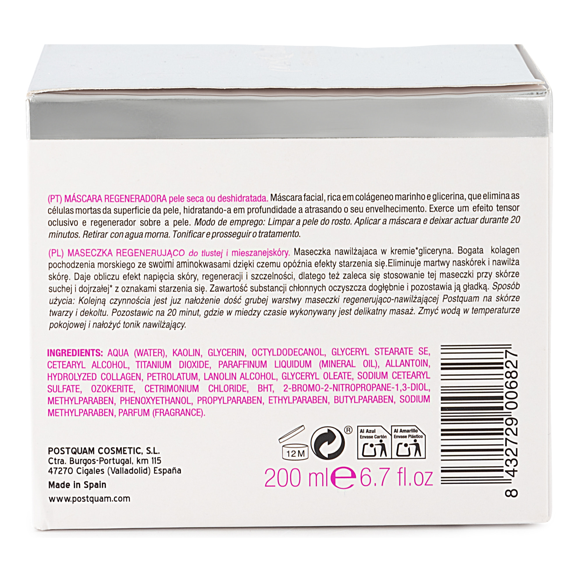 Maschera Idratante/Rigenerante Al Colageno Marino 200 Ml.