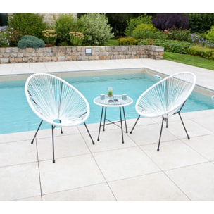 Salon de jardin en acier - 2 places - blanc - CARACAS
