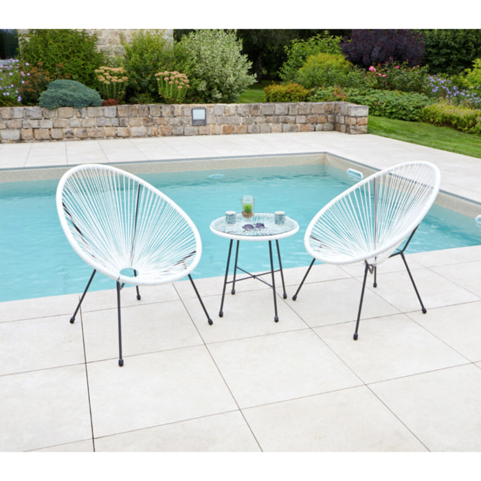 Salon de jardin en acier - 2 places - blanc - CARACAS