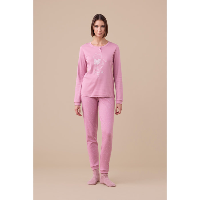 Pigiama donna invernale in caldo cotone articolo pois. Noidinotte