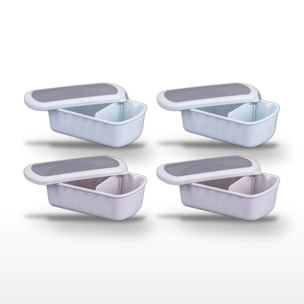 Lot de 4 Lunchbox Fackelmann Storage Bleu et Beige à compartiment réglable sans BPA