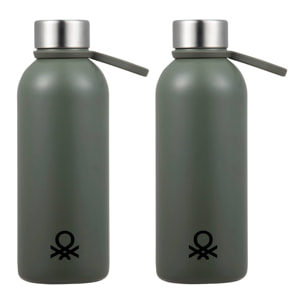 Set de 2 botellas de 500ml gris en acero inoxidable united in green