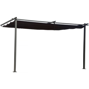Pergola adossée en métal avec toit rétractable -  3 x 4 m - Gris anthracite