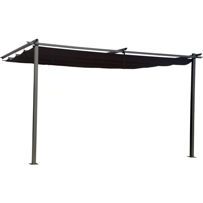 Pergola adossée en métal avec toit rétractable -  3 x 4 m - Gris anthracite
