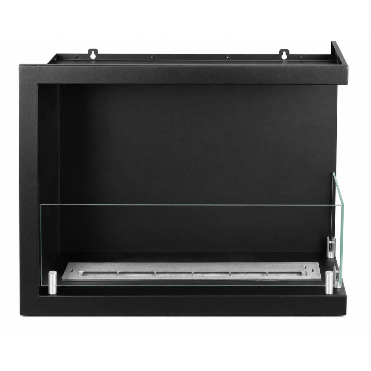 Sutri 60 - Camino a Bioetanolo da Incasso Angolare Destro 60x45x22,4 cm con Bruciatore 1,5lt in Acciaio