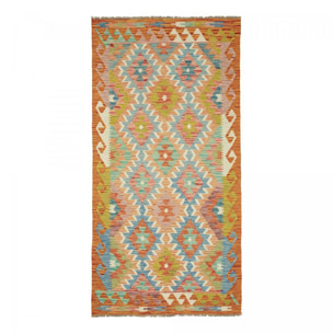 Tapis kilim, motif géométrique authentique, tissé plat, TABIL