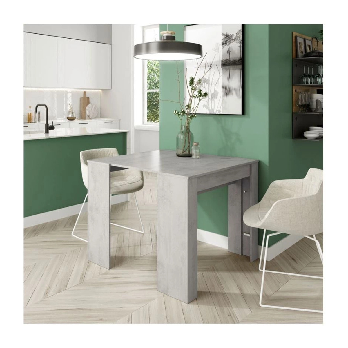 Mesa consola extensible Kendra Cemento