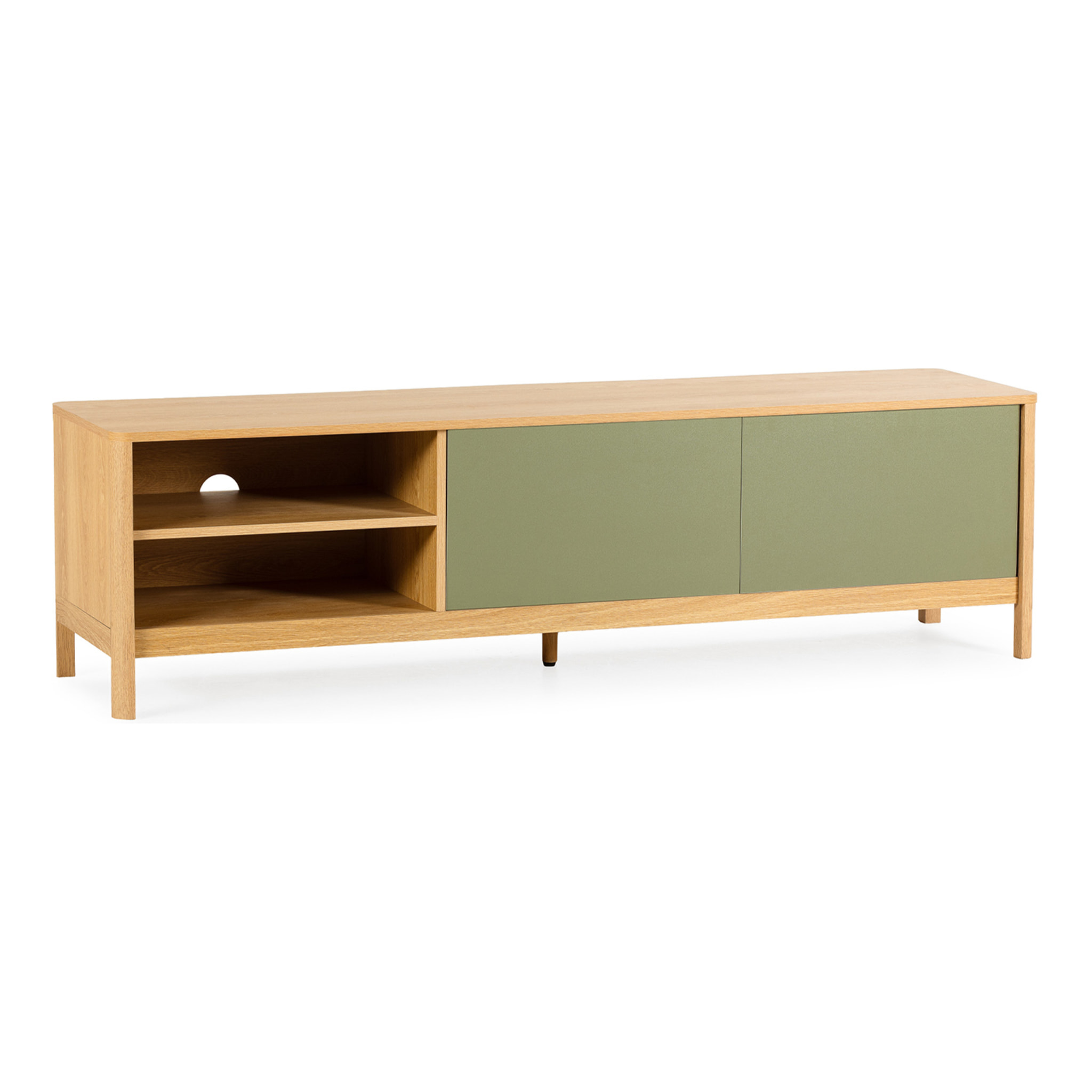 Mueble Tv Nassau 2 puertas efecto Roble/Verde