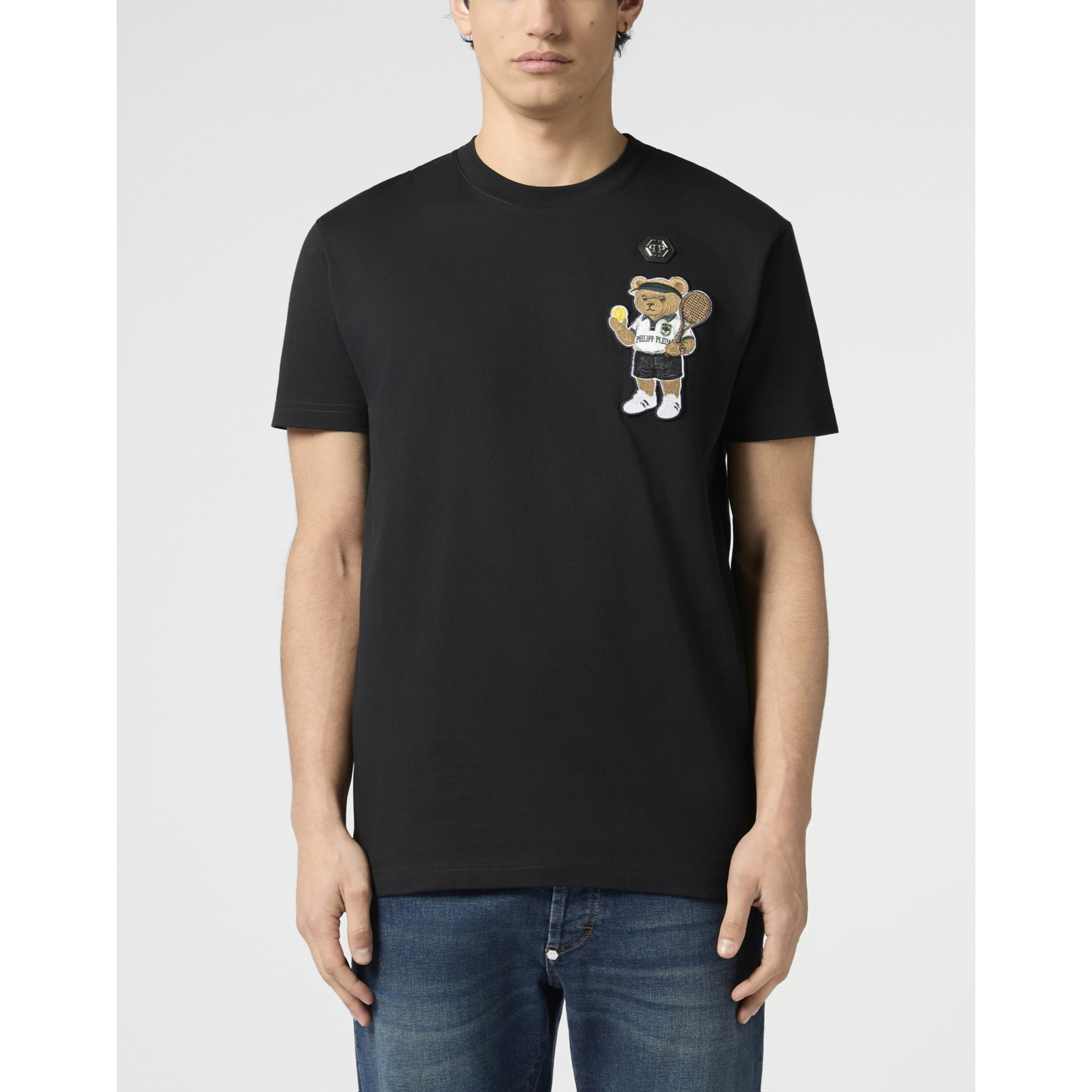 PHILIPP PLEIN Round Neck T-Shirt Teddy Tennis Patch