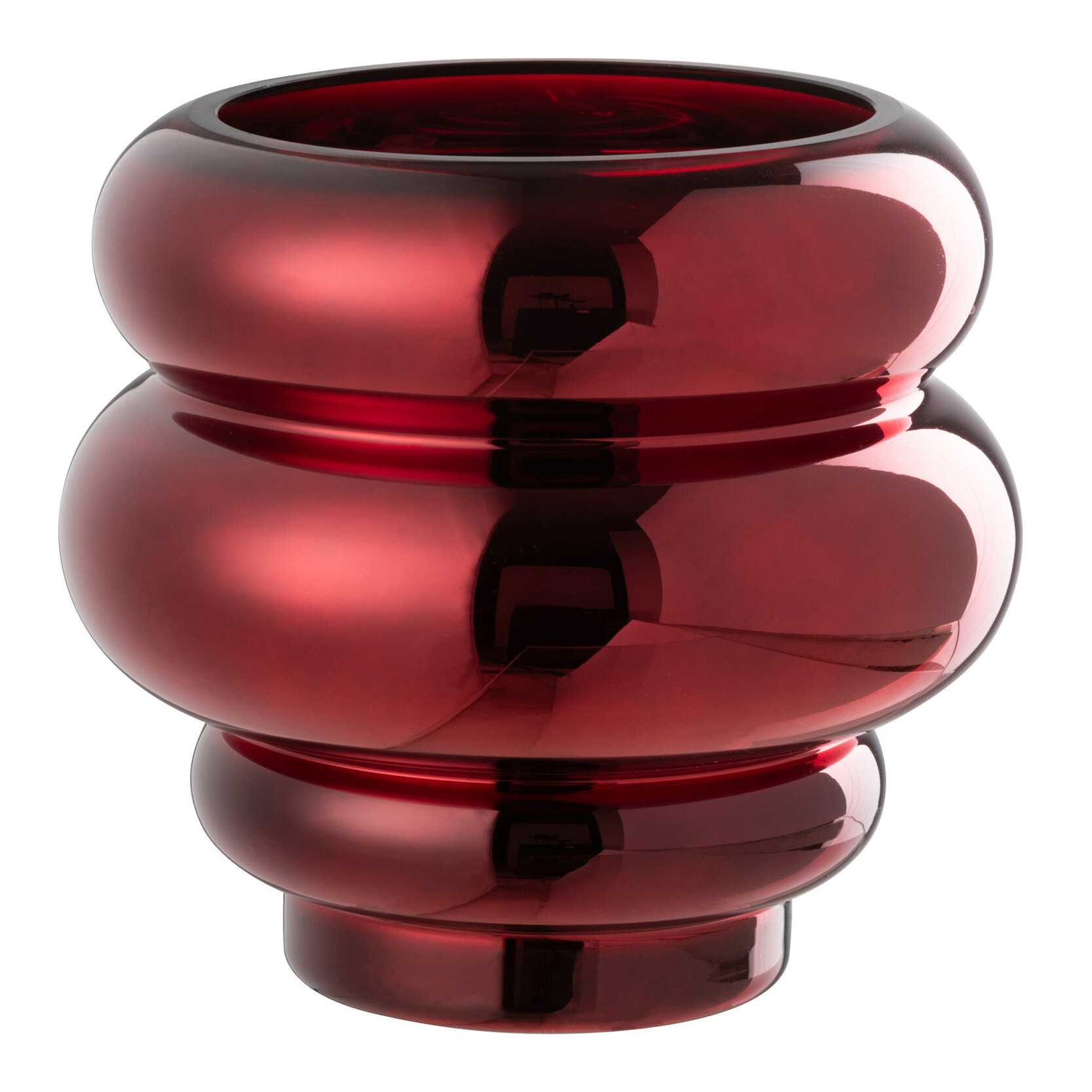 J-Line bougeoir/vase Cléa - verre -  rouge foncé - Ø 20 cm