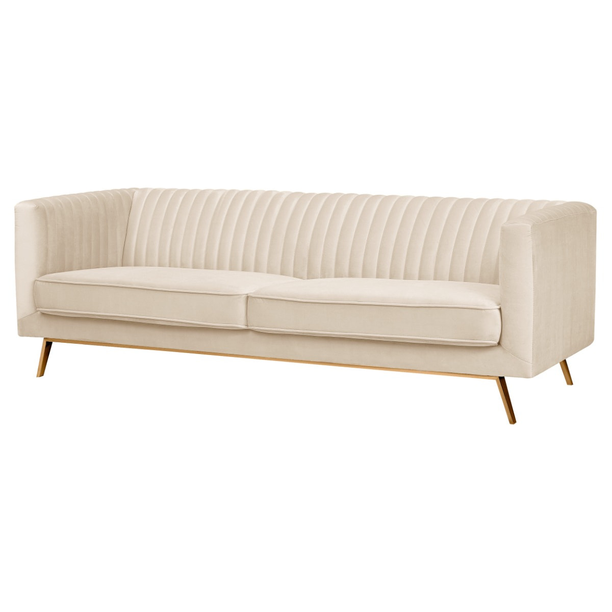 Canapé 3 places en velours beige - Gatsby