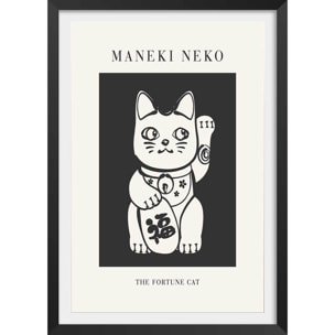 Affiche enfant manekineko  Affiche + cadre en bois - Noir