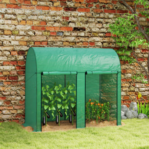 Invernadero de Exterior Invernadero de Jardín con 2 Puertas Enrollables con Cremallera Marco de Acero y Cubierta de PE 140g/m² Anti-UV Impermeable para Plantas Flores 200x100x178 cm Verde