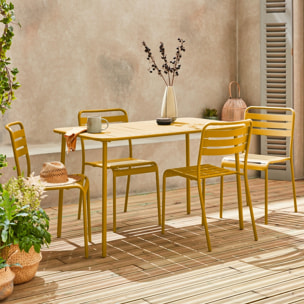 Table de jardin métal + 4 assises AMÉLIA