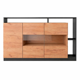 Credenza Con Vetrina Moderna Mobile contenitore Con Ripiani Interni In Melaminico Ideale Per Soggiorno 155 x 44 x 93 cm Rovere e Antracite
