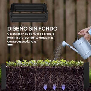 Juego de 2 Jardineras Exterior Grandes de Acero Galvanizado, Huertos Urbanos, Maceteros Exterior Elevados para Plantas, Flores, Terraza, Resistente a la Intemperie, 100x50x30 cm, Negro
