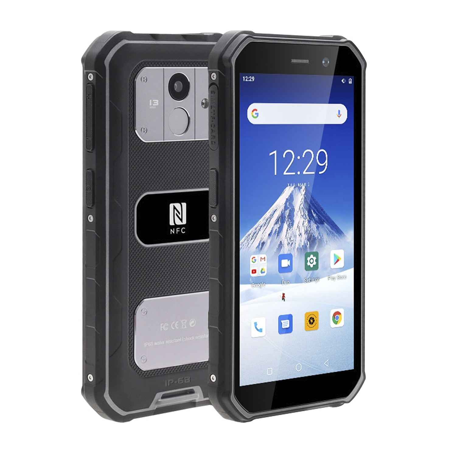 DAM Smartphone robusto  F963 4G, Android 10, 3 GB RAM + 32 GB. Schermo da 5,5''. 13MP+8MP. GPS. GPS IP68. LIVELLO PROVA IP68.3 (Anticaduta, Polvere, Acqua).Funzione POC.ALTOPARLANTE 0,8W. 7,7x1,4x15,5 cm. Colore nero