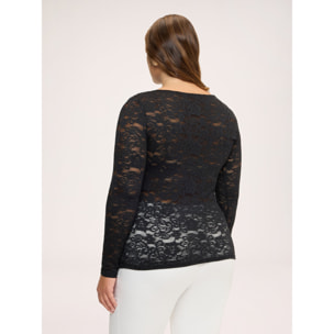 Fiorella Rubino - T-shirt a maniche lunghe in pizzo - Nero