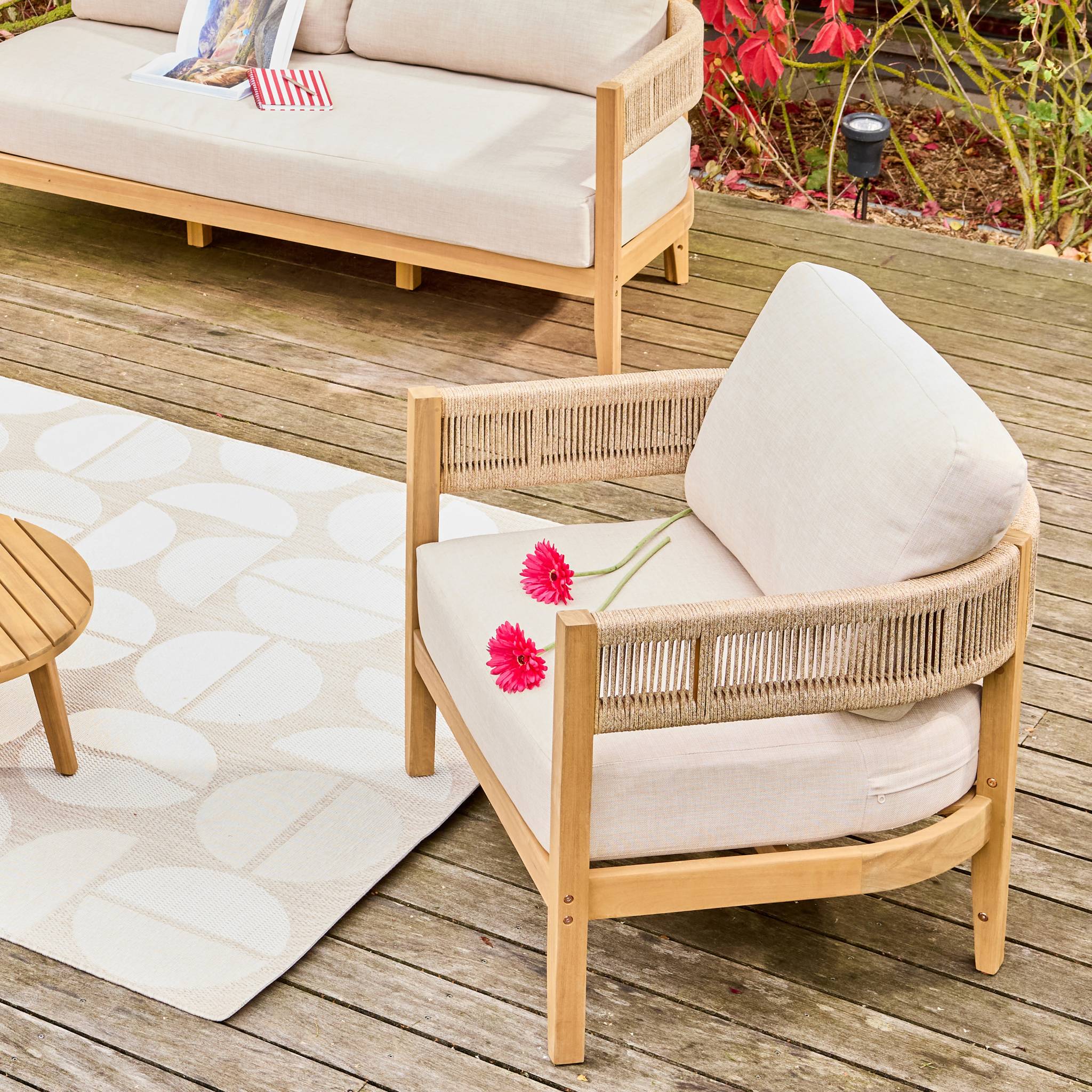 Salon de jardin bois d'acacia et cordes 4 places SAMOS