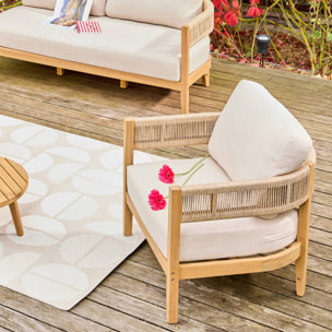 Salon de jardin bois d'acacia et cordes 4 places SAMOS