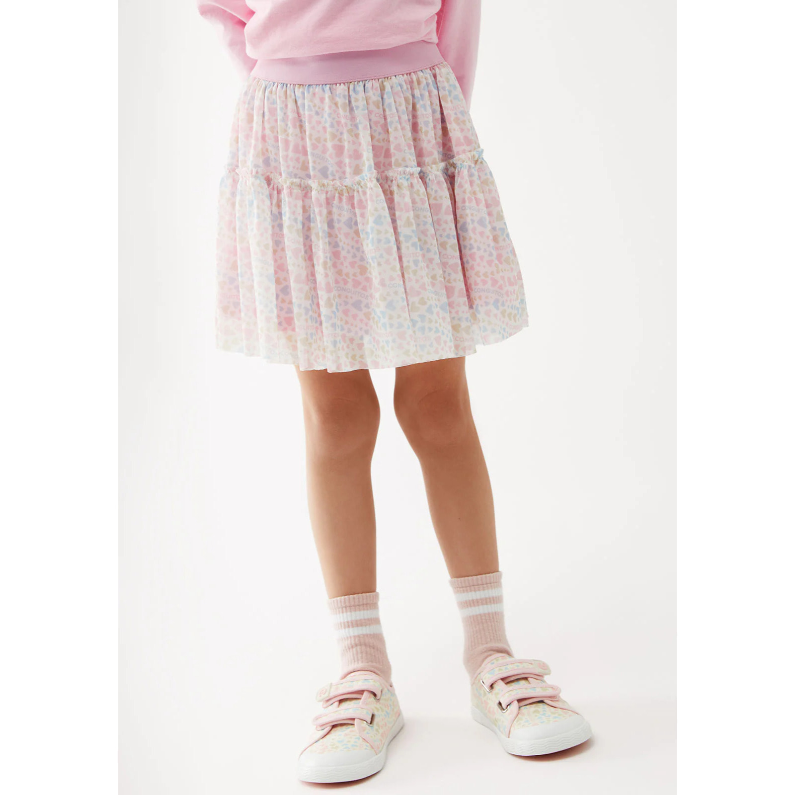 Falda de Niña con Corazones en Multicolor