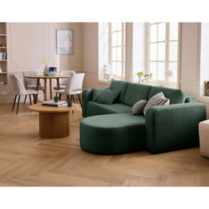 Miro - canapé d'angle réversible - 4 places - convertible avec coffre - en velours texturé - Vert