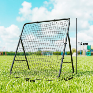 Red de Rebote Plegable, Reboteador de Fútbol Ángulo Ajustable de 5 Niveles, con Tubo de Acero, Fácil de Instalar, para Entrenamiento de Fútbol, 120x73x112 cm, Negro