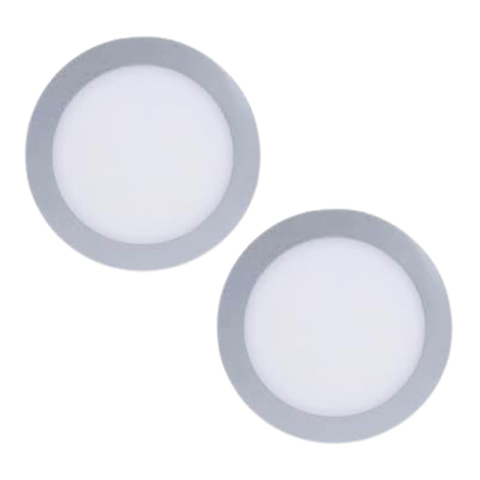 Easy Circular - 2 Downlights con LED integrado 4000K para iluminar hacia abajo ON/OFF ø22,5cm Color Gris