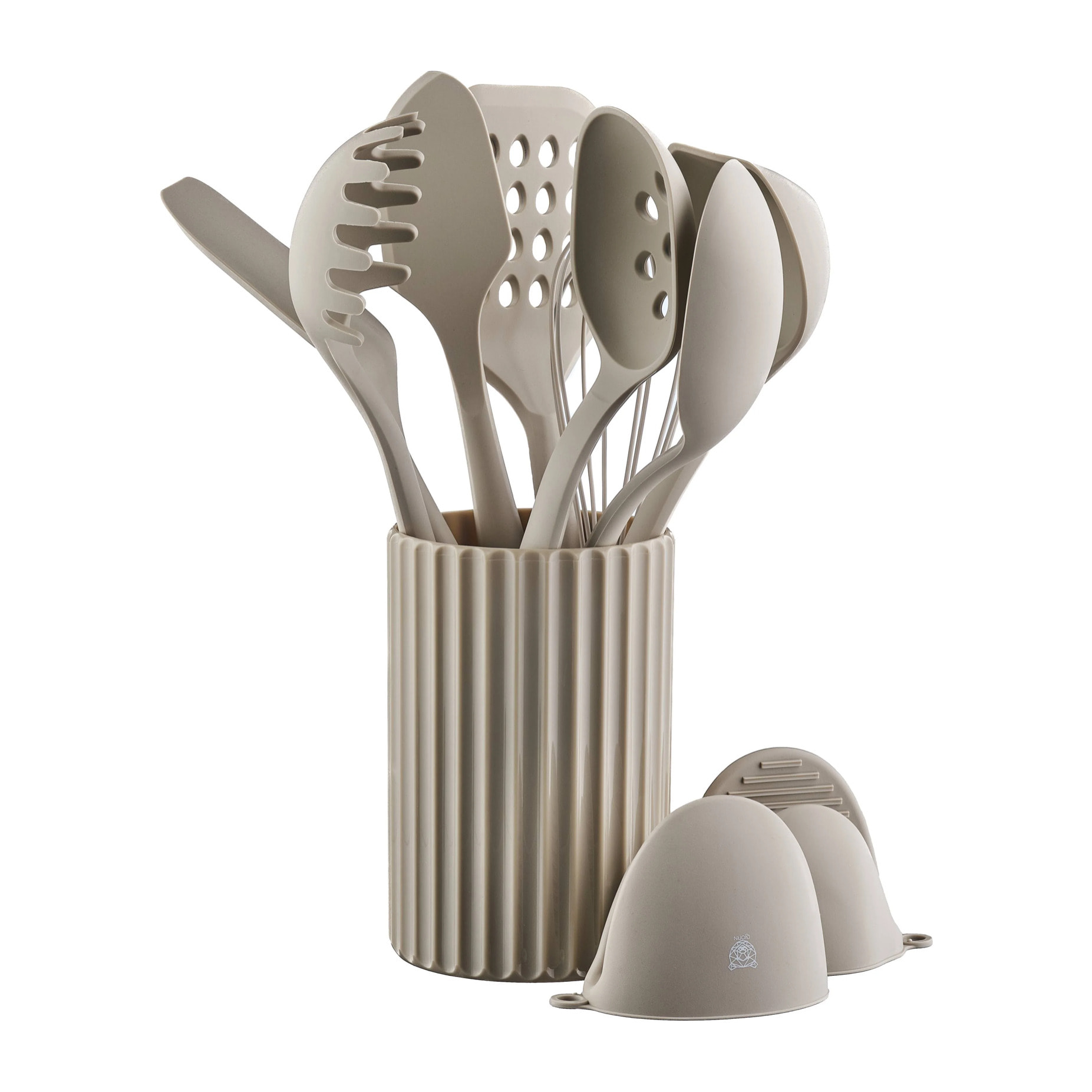 Set d'ustensiles de cuisine en bois et silicone GUNNAR - 11 pièces