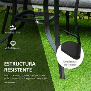 Mesa de Cristal de Jardín con Agujero para Sombrilla Mesa para Comer Redonda con Marco de Acero para Exterior Terraza Balcón Ø106,5x71 cm Negro