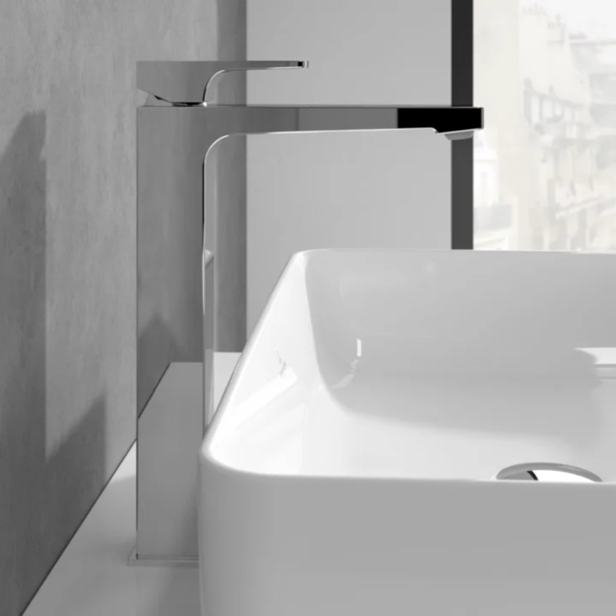 Mitigeur lavabo surélevé Architectura Square avec vidage Push Open Chrome