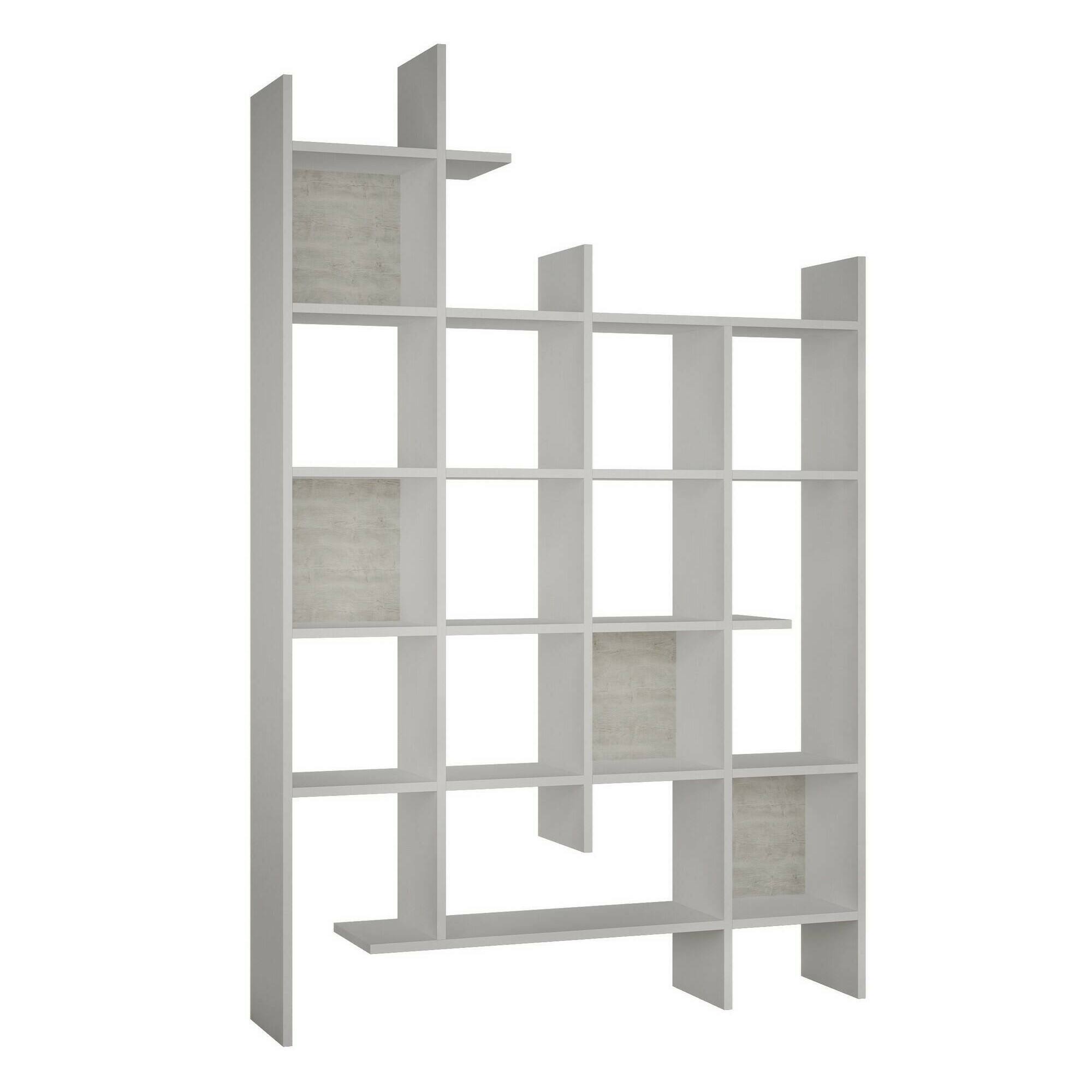 Libreria Dguidett, Scaffale da ufficio, Mobile portalibri, Biblioteca, 122x26h188 cm, Bianco