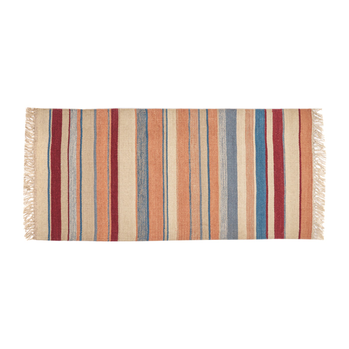 Tapis rectangulaire rayé multicolore en coton 60 x 120 cm SUPLA
