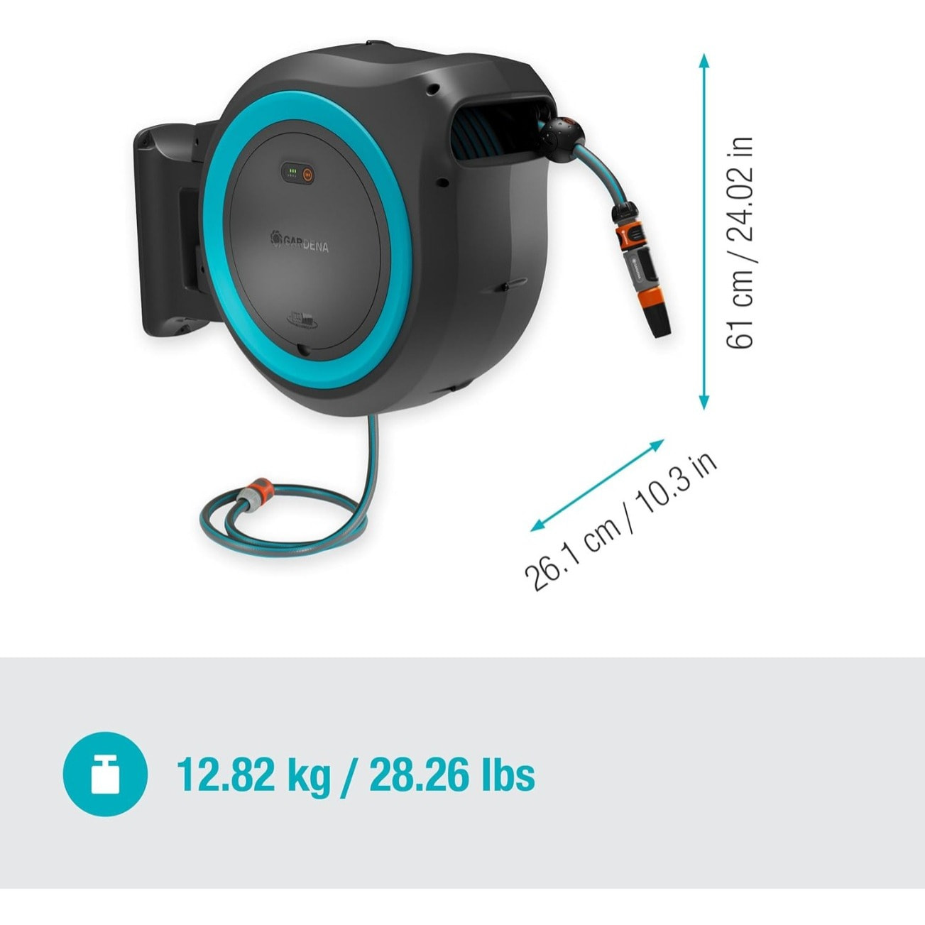 Dévidoir automatique sur batterie PowerRoll XL -35 m - GARDENA - Bleu turquoise - 18640-20