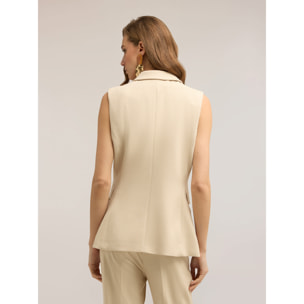 Motivi - Gilet in tessuto tinto filo a righe - Beige