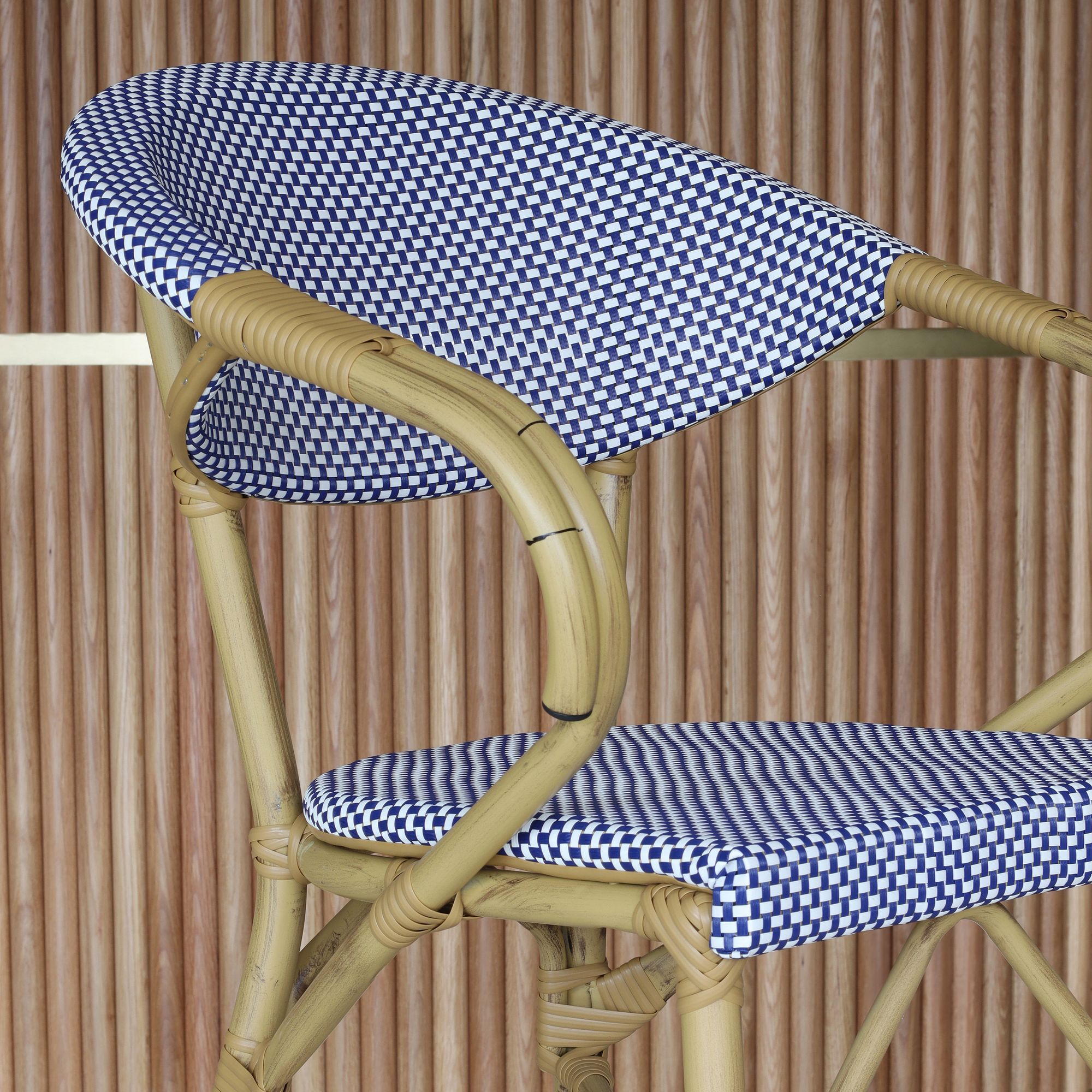 Lot de 2 fauteuils de bar extérieur en aluminium effet rotin bleu AMALFI