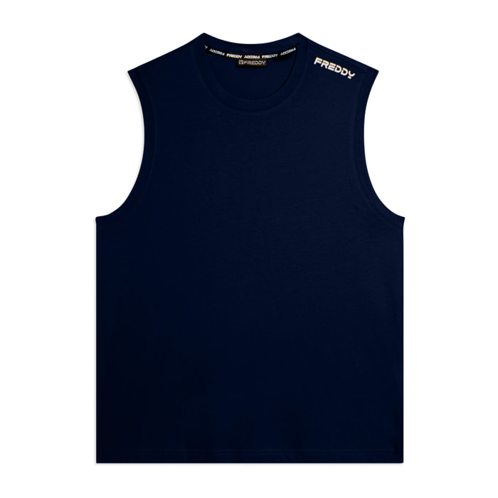 T-shirt senza maniche in jersey di cotone