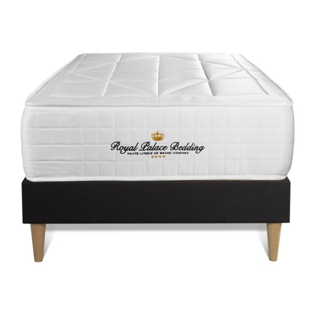 Ensemble Matelas ressorts ensachés + mémoire de forme maxi épaisseur Windsor sommier KIT noir + Sommier tapissier en kit cm d'épaisseur - Matelas à Ressorts ensachés et mémoire de forme de 26cm d'épaisseur